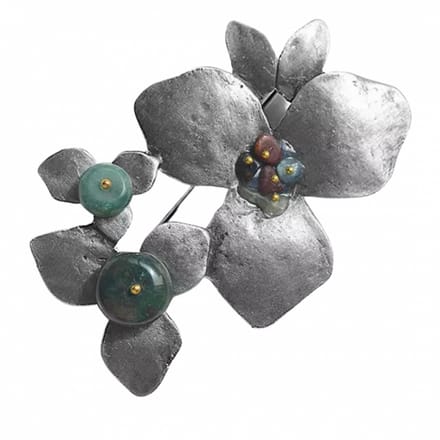 Broche-Blad-Grijs-metaal-Speld- Charme Bijoux