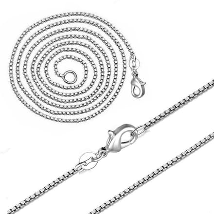 Fako Bijoux - Schakelketting - Blokjes - 1.4mm - 45cm - Zilverkleurig