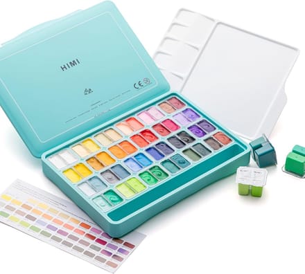 HIMI - Gouache - Twin split cups - set van 48 kleuren - 12g - Turquoise