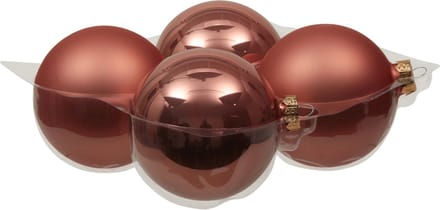 Othmar Decorations Grote kerstballen - 4x st - koraal roze - 10 cm - glas - glans/mat