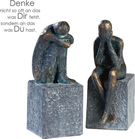 Gilde Handwerk - Beelden Lonely - Emotie - Depressie - Set van 2 - 16 cm hoog