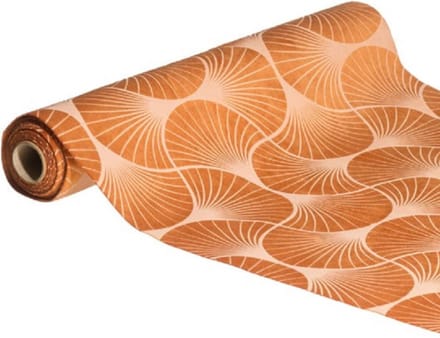 Chaks Tafelloper op rol - ginkgo print - terracotta - 28 x 300 cm - polyester