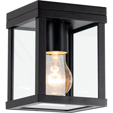 KS Verlichting - plafondlamp - Jersey - zwart - industrieel - E27 - aluminium - glas - binnen - buiten
