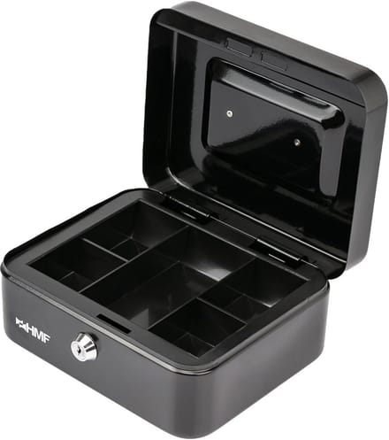Geldcassette met Uitneembaar Muntvak 20x16x9,5 cm - Zwart