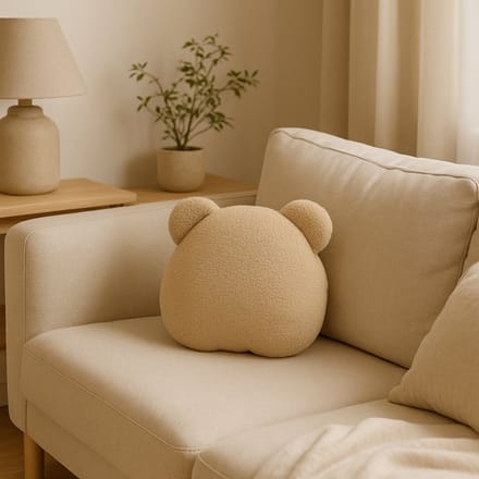 Soosie - Sierkussen Beer – Kussentje - Teddy Bouclé – 35×40 cm – Beige
