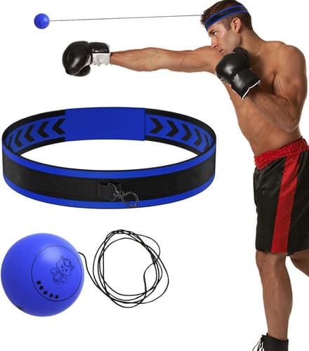 Boks Reflexbal - Reactietraining Hoofdband - Verbeter Coördinatie - Voor Alle Leeftijden - 3 Ballen Set - Blauw Oranje