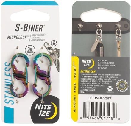 Nite Ize S-Biner Karabijnhaak Microlock 2-Pack Spectrum