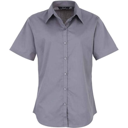 Premier Dames/Dames Popeline Blouse met Korte Mouwen (Staal)