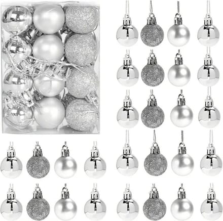 Livano Kerstballen - Kerstversiering - Plastic - Zilver- 3 cm - 24 stuks
