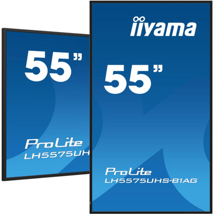 iiyama 55" 4K UHD professioneel 24/7-scherm voor digitale bewegwijzering met Android-besturingssysteem, failover en Intel SDM-sleuf