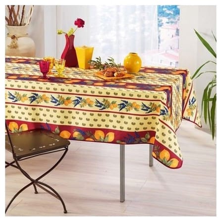 Provençaals rechthoekig vlekbestendig tafelkleed 100% polyester - Citroen