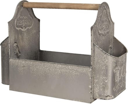 Clayre & Eef Decoratie Tuingereedschapskist 50x26x23 cm Grijs IJzer