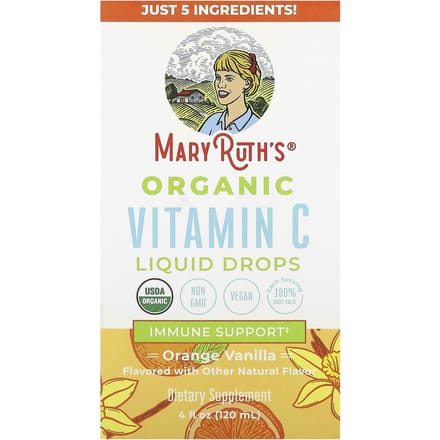 MaryRuth's, Gouttes Liquides de Vitamine C Bio, Orange Vanille, 4 fl oz (120 ml)