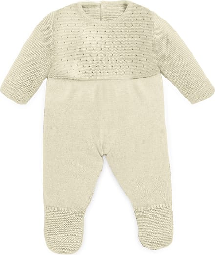 ML Poppen: PYJAMA GEBREID wit 40cm, eco en gerecycleerd, op kleerhanger, 3+
