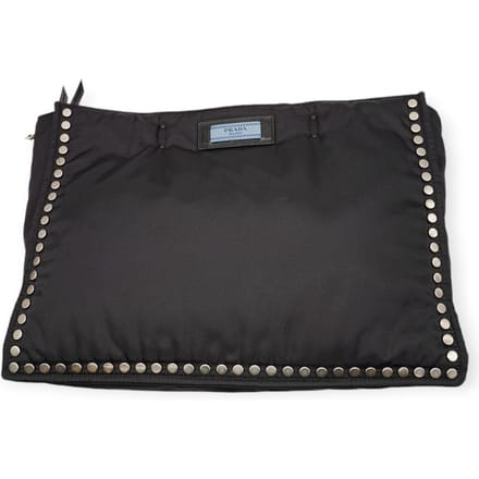 Prada Re-Nylon Zwart en Blauw Geklinknageld Tote Bag - '20s