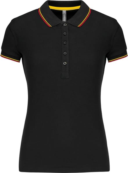 Kariban Damespolo korte mouwen K251 - Black / Red / Yellow - S