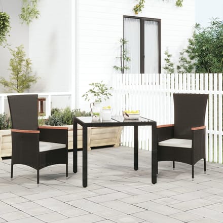 vidaXL - Tuinstoelen - 2 - st - met - kussens - poly - rattan - zwart
