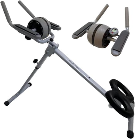 Buiktrainer Wieltje - Core Trainer - Buikspier Training - Dubbele Hoogte Verstelbaar - Compact Opvouwbaar - Zwart