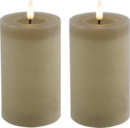 Countryfield Lyon LED kaarsen/stompkaarsen - 2x - beige - D7,5 x H12,5 cm - timer