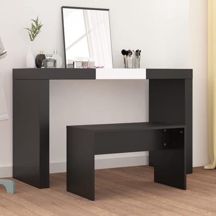 Kaptafel Kruk - Hocker Slaapkamer - Comfortabel Zitten - Stabiele Constructie - 70 x 45 cm - Zwart