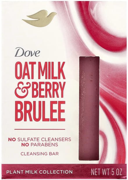 Dove Plant Milk Cleansing Bar Soap, Oat Milk & Berry Brulee, 140 gram