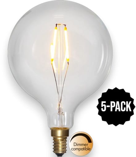 5-Pack | G95 Globelamp - E14 - 1.5W - Super Warm Wit <2200K - Dimbaar - Filament - Helder