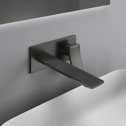 Ideal Standard wall-mounted basin mixer, square rosette, spout 22 cm A7372A5
