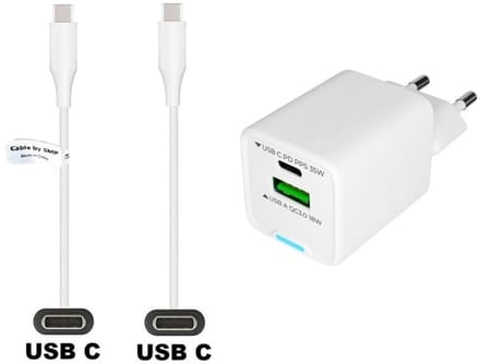OneOne 35W super snellader met 2 poorten. Oplader met Sterke 0,8m USB C naar C kabel. PD lader adapter past op Redmi 13, Note 10 Pro, Note 11, Note 12, Note 12 Pro, Note 13, Note 13 Pro, Note 13 Pro +, Note 14, Note 14s, Xiaomi