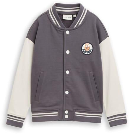 Tom Tailor - Oversized sweatshirt met bomberkraag - Maat 116/122 - dark urban grey