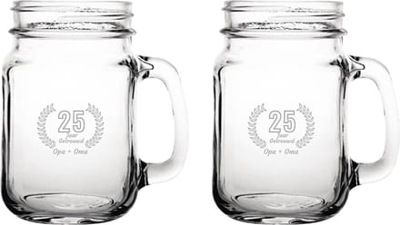 Gegraveerde set Drinkglazen 45cl Opa + Oma 25 jaar getrouwd