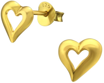 Joy|S - Zilveren hartje oorbellen - 9 mm - gold plated