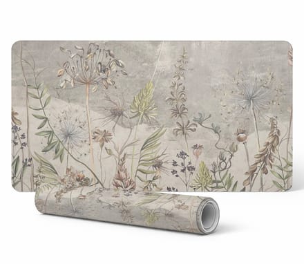 Antislip bureauonderlegger met plantenmotief in vintage stijl, 90x45 cm