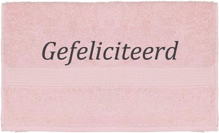 Handdoek - Gefeliciteerd - 100x50cm - Roze