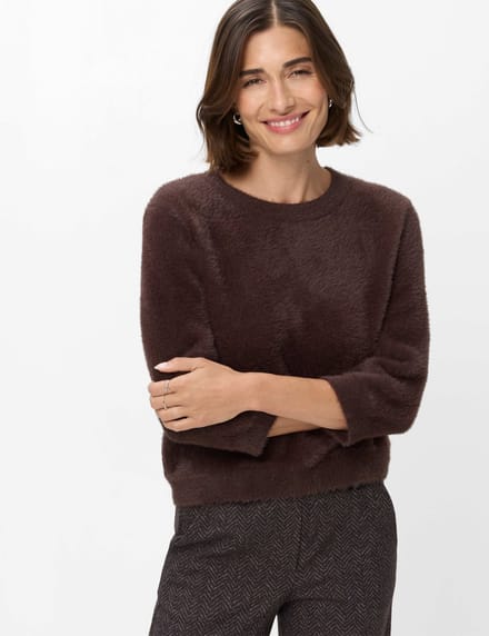 Brax Dames Trui  Style NOEMI brunette, donkerbruin, maat 36