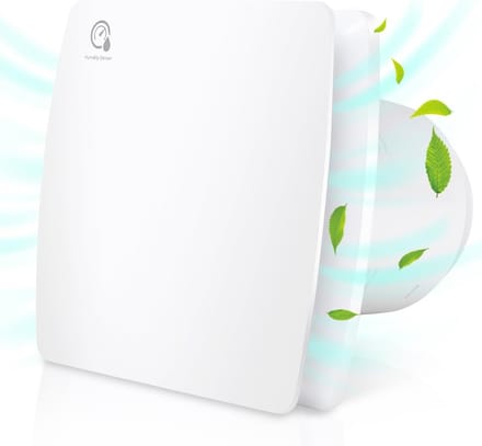 Badkamerventilator 150 mm met vochtsensor en terugslagklep, timer, stille werking voor badkamer en keuken