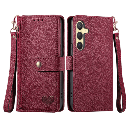 Mocaa Samsung Galaxy S24 Love Heart Wallet Hoesje Rood