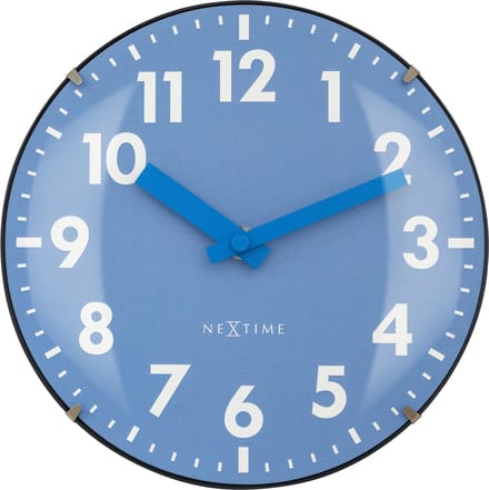 NeXtime Duomo Mini – Tafel/Wandklok – 20 cm – Koepelvormig Glas – Blauw – Stil