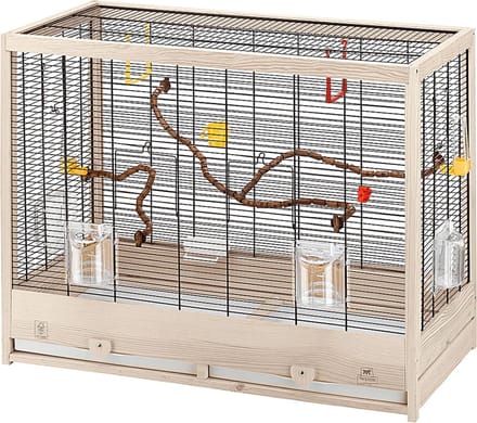 Ferplast Giulietta 6 Cage à Oiseaux en Bois avec Accessoires, Noir et Beige, 81 x 41 x 64 cm