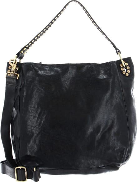 CAMPOMAGGI Leren Schoudertas Handtas Shoulder Bag Nero Zwart