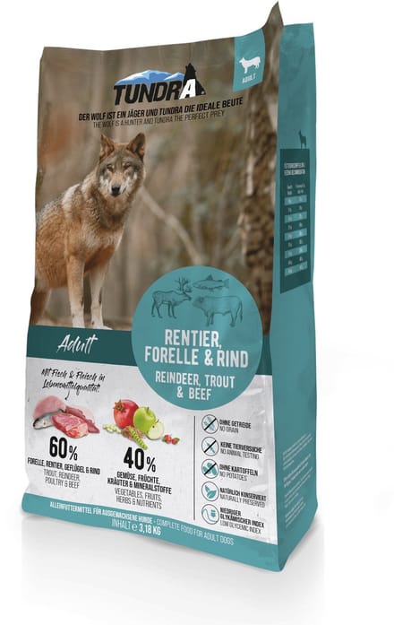 Tundra hondenbrokken rendier, forel & rund 3,18kg