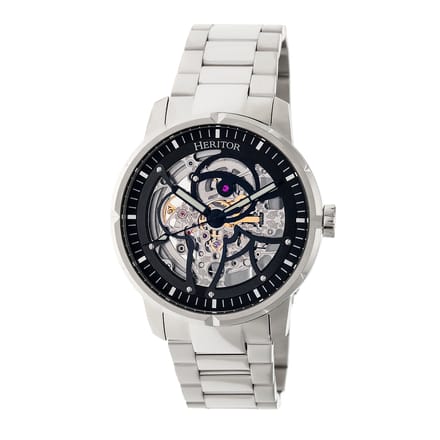 Heritor Automatic Ryder Skeleton Dial Armbandhorloge - Zilver/Zwart