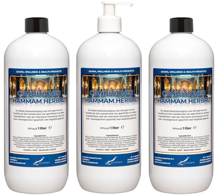 Hairconditioner Hammam Herbal 1 liter met witte pomp - set van 3 stuks