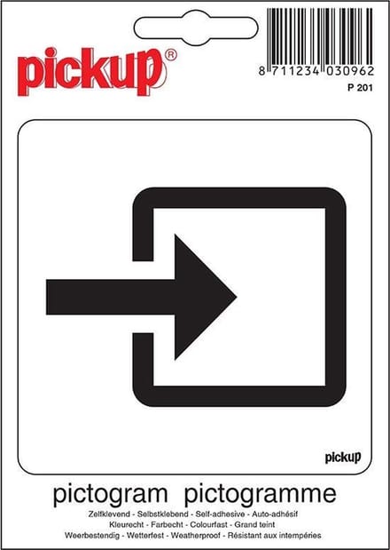 Pickup Pictogram 10x10 cm - Normale ingang zwart wit