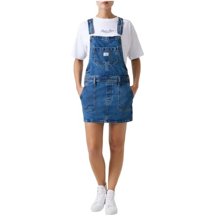 Denimjurk met borstzak en labeldetail