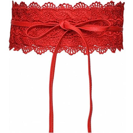 Dames kunstleer wikkel rond Obi-stijl tailleband riem kanten riem None red