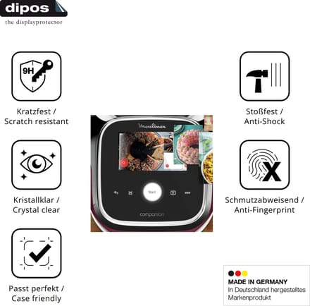 dipos – 2x Pantserfolie geschikt voor Moulinex i-Companion Touch Pro | 9H Screenprotector