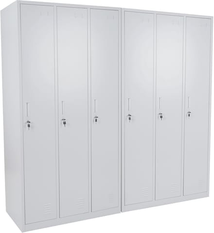 Locker Boston T829, afstortkluisje Lockerkast, metaal 6 vakken ~ grijs