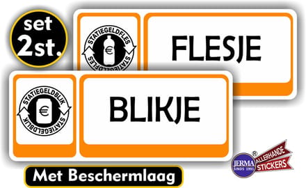 Jerma - Statiegeld Blikjes en Fles (M) - Sticker - Set 2 st. - 7 x 16 cm p.st - Zelfklevend - Vinyl