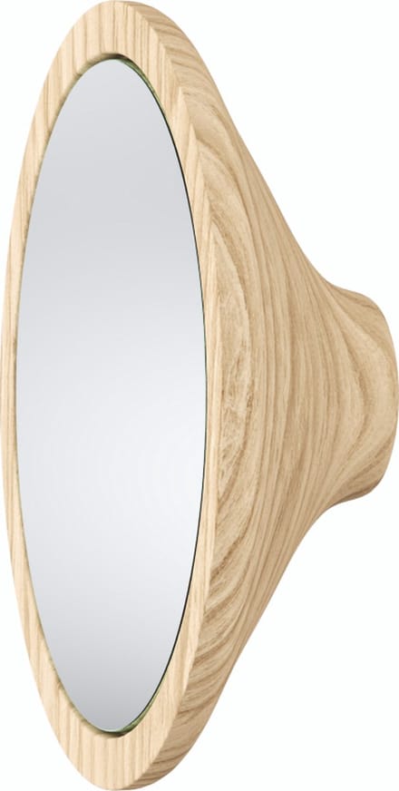 Wand Kapstok Met Spiegel, Maat S, Afmeting: D10xH10 cm, Naturel