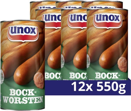 Unox Worsten - Bockworsten - 12 x 550 g - Voordeelverpakking